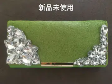 (새상품) 엘레강트한 비쥬 장식 가죽 장지갑 그린