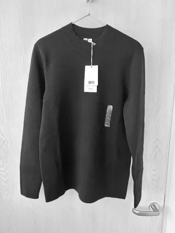 유니클로 유 밀라노 리브 모크넥 스웨터 블랙 M