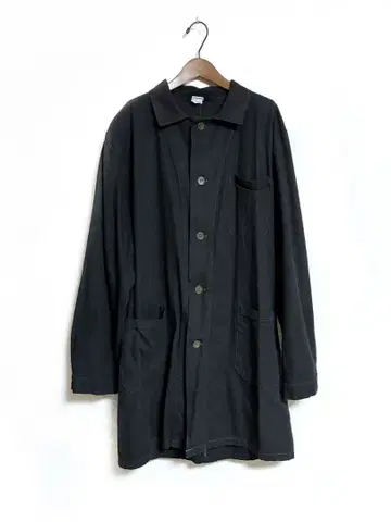 체코군 헤링본 직조 워크 코트 블랙