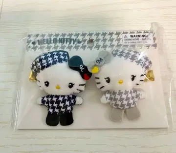 산리오 헬로키티 흑백 걸리시 헤어 클립 세트