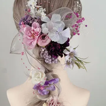 머리 장식 성인식 졸업식 결혼식 화이트 핑크 보라색 펄 샤워