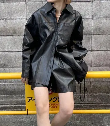 ungrid 슬리브 디자인 인조 가죽 셔츠