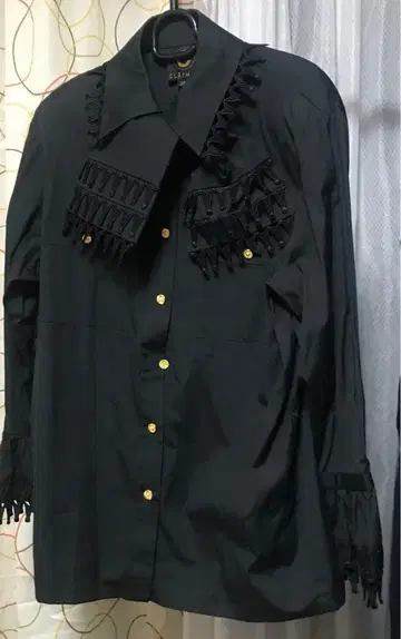 CLATHAS 블랙 프린지 셔츠 38