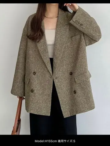 callautia 얇은 소재 트위드 오버 사이즈 테일러드 셔츠 자켓