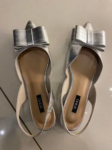 OHGA 오가 실버 리본 포함 플랫슈즈