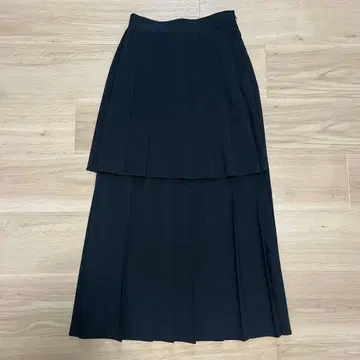 새상품급 블랙 플리츠 스커트 이중층 디자인