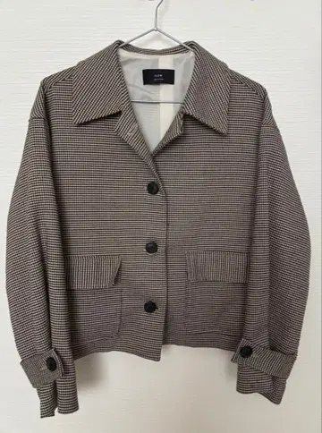한국 브랜드 FLOW 하운드투스 패턴 숏 자켓