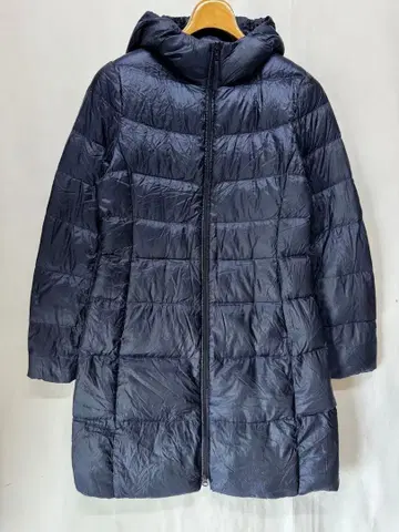 유니클로 라이트 다운 코트 후디 집업 네이비