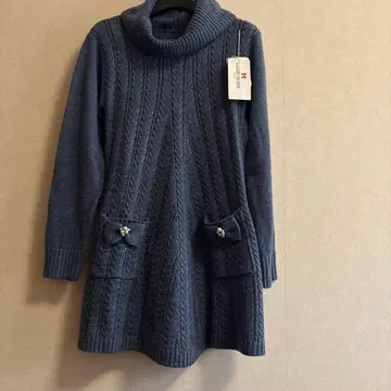 택 포함 네이비 케이블 니트 터틀넥