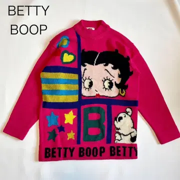 [ BETTY BOOP ] 니트 스웨터 베티짱 y2k 로고 M 핑크