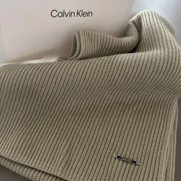 Calvin Klein 머플러 - 메탈 로고 울 리브 니트 스카프