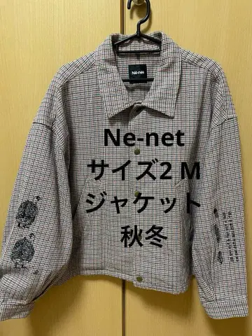 넷 체크 무늬 자켓 자수입 사이즈 2 M