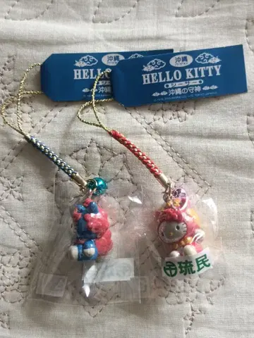 레어! 오키나와 한정판 키티 시사 끈 스트랩 2개 세트