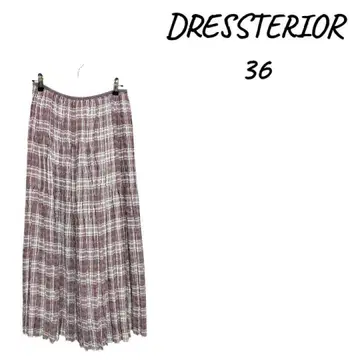 DRESSTERIOR 체크 무늬 플레어 롱 스커트 36