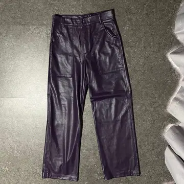 ZARA 퍼플 합성 피혁 와이드 팬츠