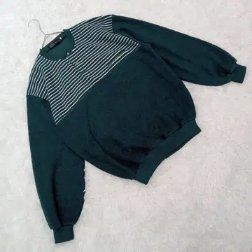 [슈퍼 소닉] (L) 보더 울 블렌드 니트 소 하프 버튼