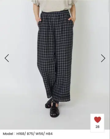 [ 새상품급 ] 아두이트리스테스 로와지르 린넨 깅엄 체크 서랍 팬츠