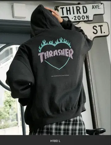 THRASHER 하트 로고 집 파카