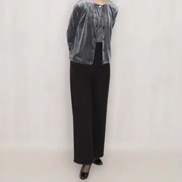 새상품 LL 블랙 울 소재 양면 기모 버튼 스트레이트 와이드 팬츠