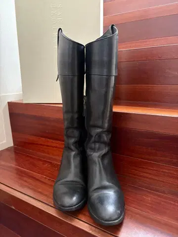 사토레 블랙 가죽 롱 부츠 사이드 지퍼 37