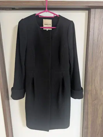 블랙 노카라 롱 코트