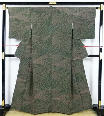 코몬 이중 기모노 도트 망사 기하학 패턴 순수 실크 12202