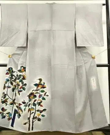 사이토 산사이 그레이 꽃나무 무늬 호몬기