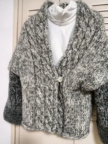핸드메이드 케이블 짜임 니트 가디건 그레이 계열