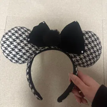 디즈니 머리띠 하운드투스 체크 패턴