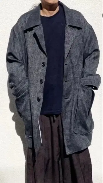 VOAAOV  글렌체크 롱 자켓