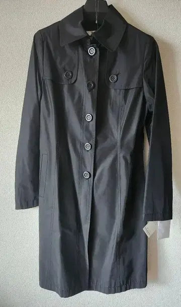 Modegre 블랙 트렌치코트 버튼 포함