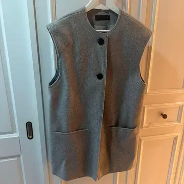 그레이 슬리브리스 베스트 버튼 포함