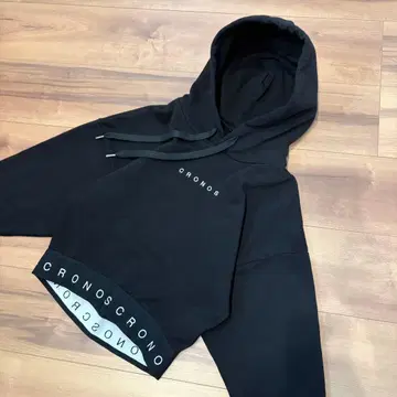 CRONOS 크로노스 크롭 후드티 후디 맨투맨 블랙 S