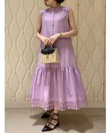 셀포드 자수 레이스 원피스