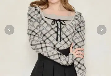 아프레 주르 apresjour 체크 레이어드 스타일 니트탑