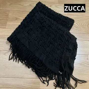 ZUCCA 블랙 프린지 숄 스톨 머플러 블랙