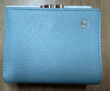 [ 새상품급 ] 황궁 가마구치 지갑 탁한 블루 국화 문양 이단 접이식