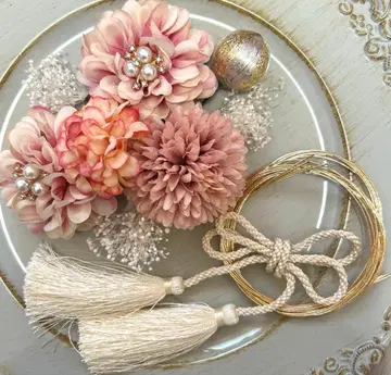 더스티 핑크 성인식 일본 의류 후리소데 시치고산 사전 촬영 머리 장식