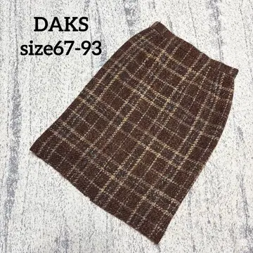 [ 닥스 ] 스커트 체크 무늬 브라운 계열 울 67-93 무릎 기장 성인