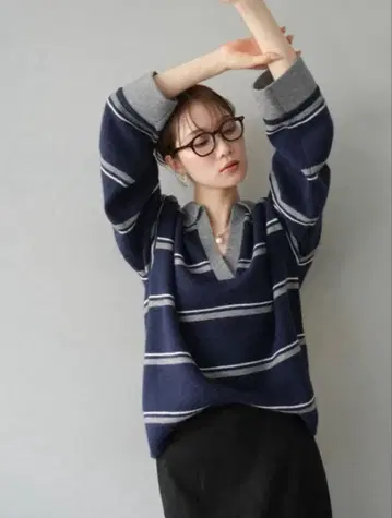 폴로 옷깃 스키퍼 보더 니트 네이비 네이비 컬러/lumier 같은 형태