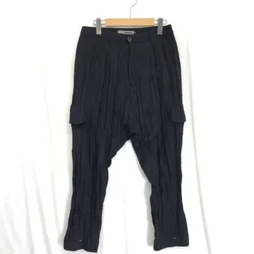 TOM REBL : 플리츠 팬츠 44 블랙 톰레블 이탈리아제