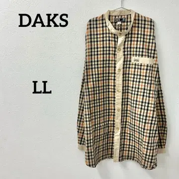 DAKS 닥스 노카라 셔츠 LL 체크 무늬 코튼 100%