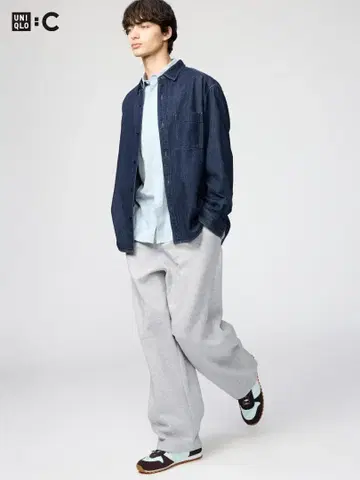 유니클로C 맨투맨 와이드 팬츠 03 GRAY 그레이 M