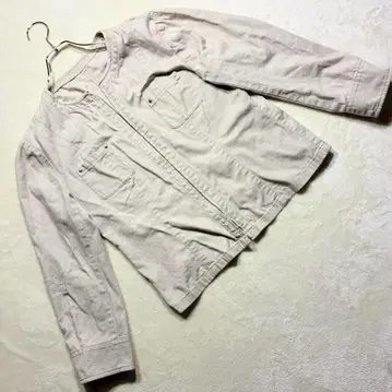 스타일미 마 혼방 집업 자켓 노카라 베이지 계열 일본제