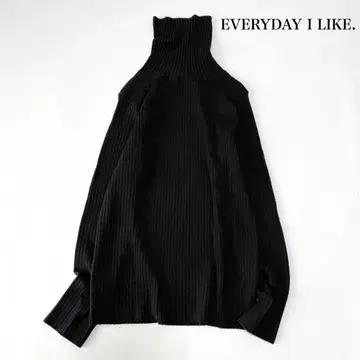 새상품급 에브리데이 아이라이크 리브 터틀넥 니트 울 블랙