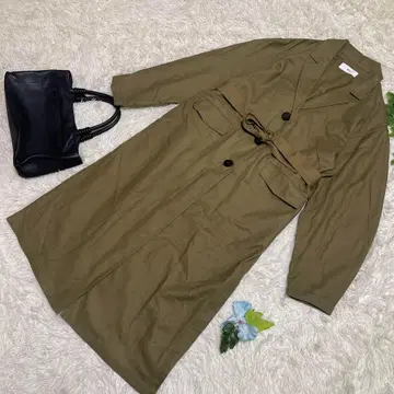 컨디션 최상 SLY 슬라이 롱 스프링 코트 풀색 벨트 슬릿 1 S