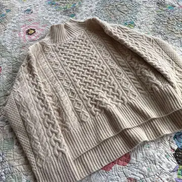 유나이티드 애로우즈 케이블 니트 해밀턴 울 크림