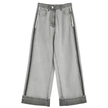 SC 사이즈 그레이 리디 와이드 스트레이트 리버스 데님 팬츠