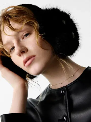 CELFORD 비쥬 인조 모피 이어머프 블랙