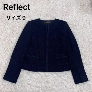 리플렉트 사이즈 9 노카라 트위드 자켓 네이비